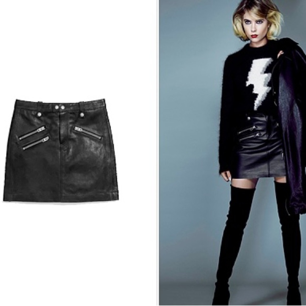 Coach Multizip Leather Skirt Size 8